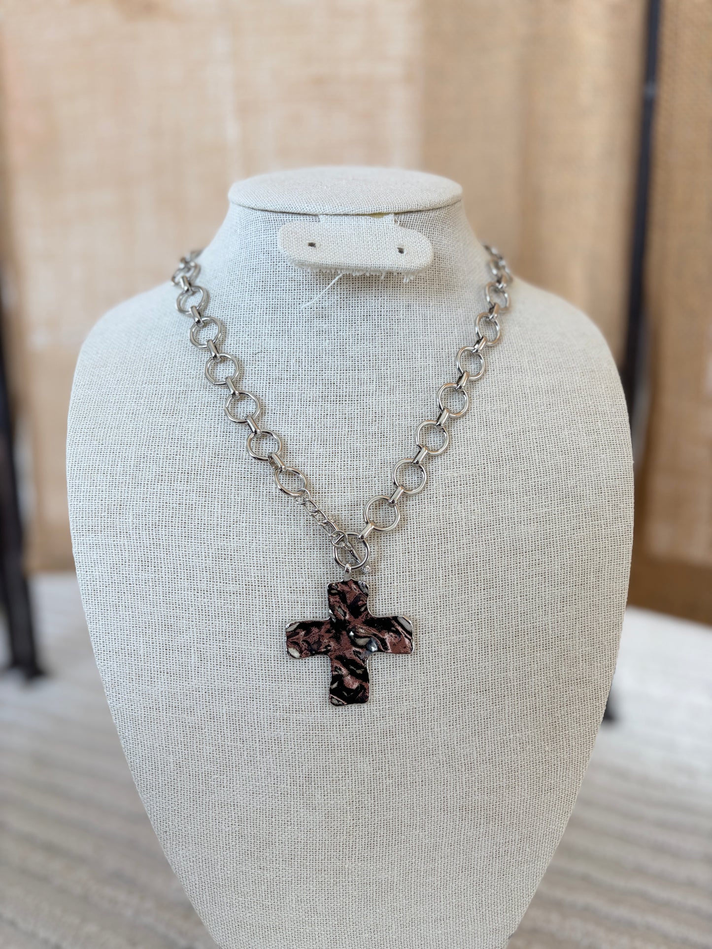 Silver Chunky Cross Necklace