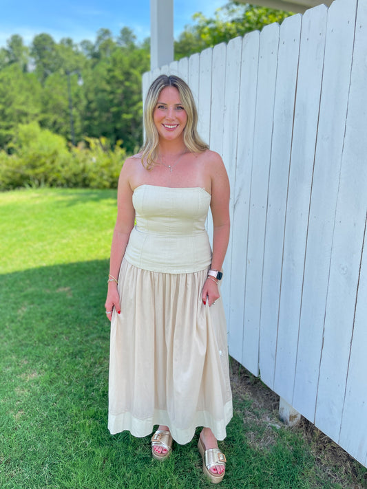 Sandy Strapless Midi Dress