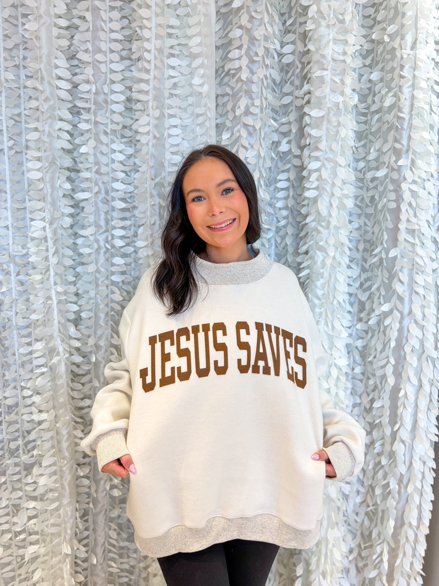 Cross/Jesus Saves Mock Neck