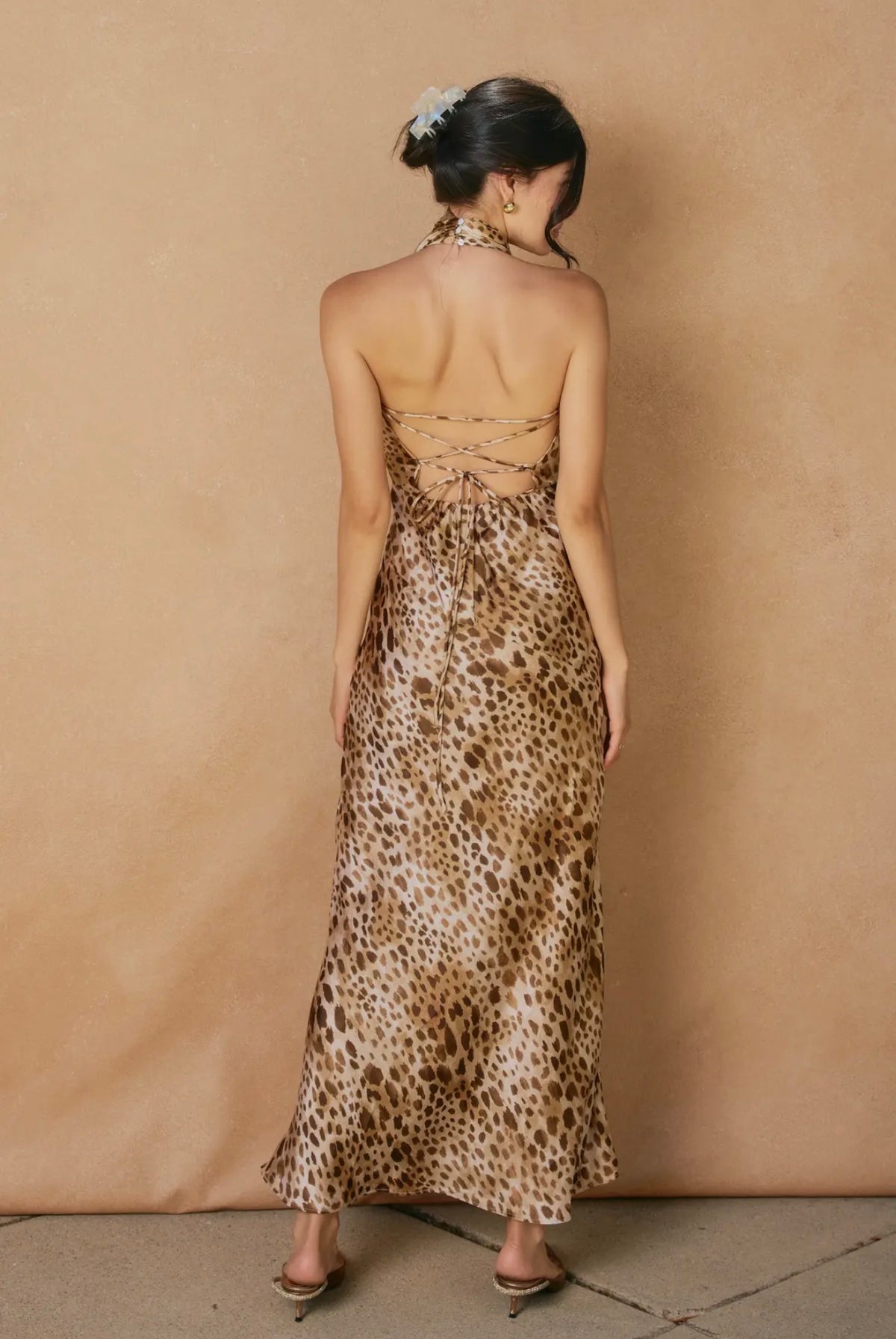 Leopard High Neck Maxi Dress
