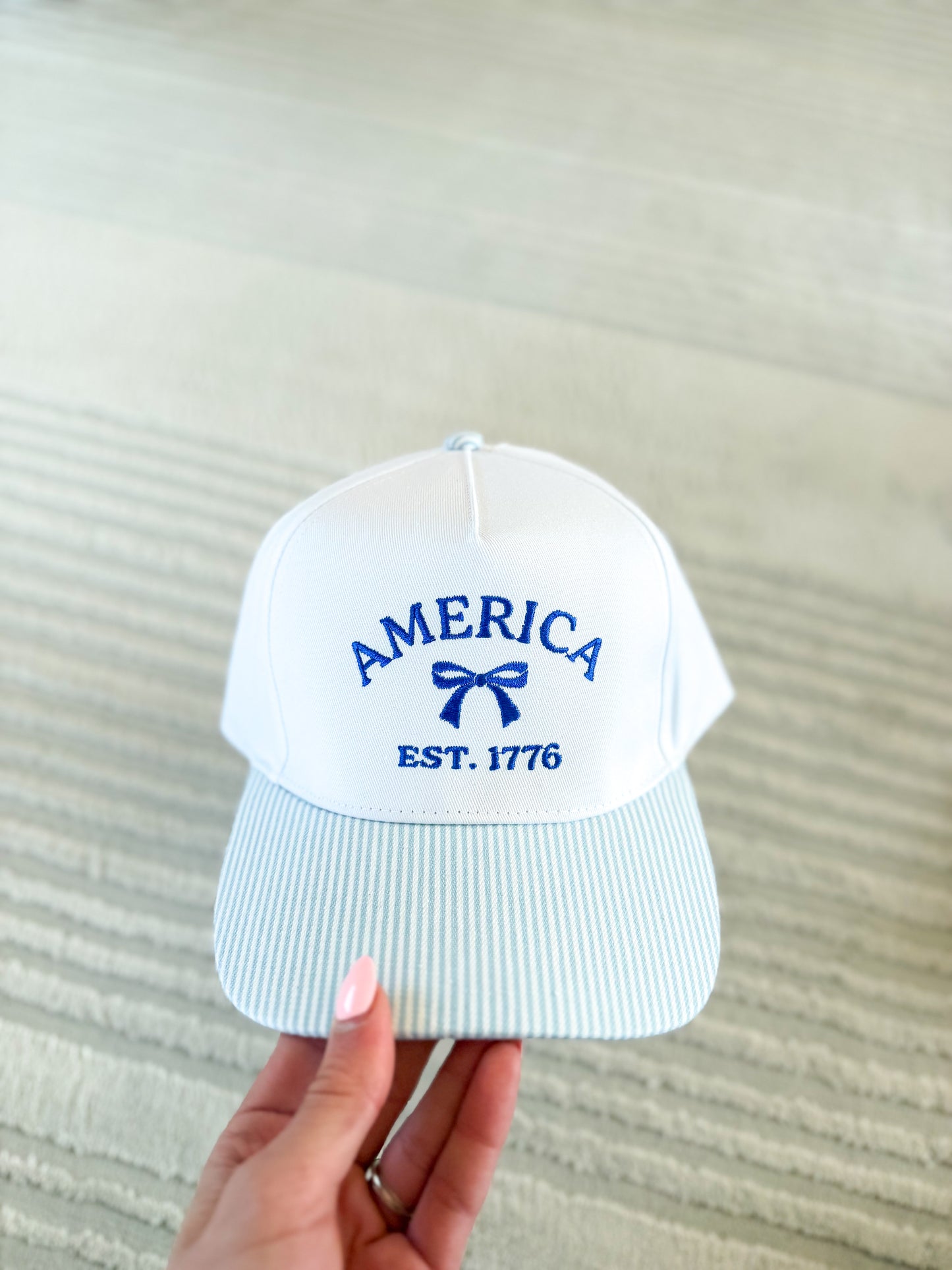 America Bow Striped Trucker Hat