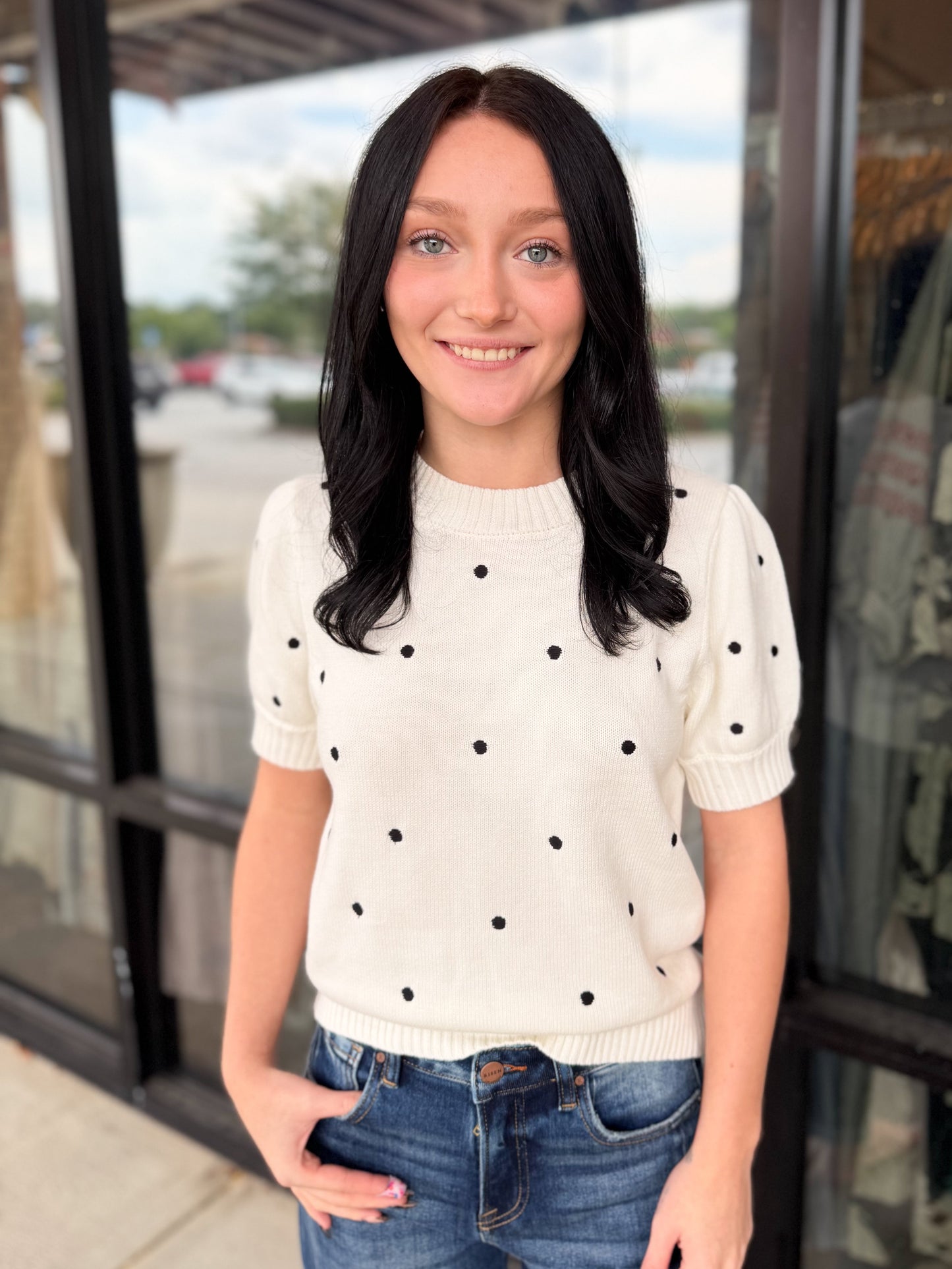 Callan Polka Dot Sweater Top