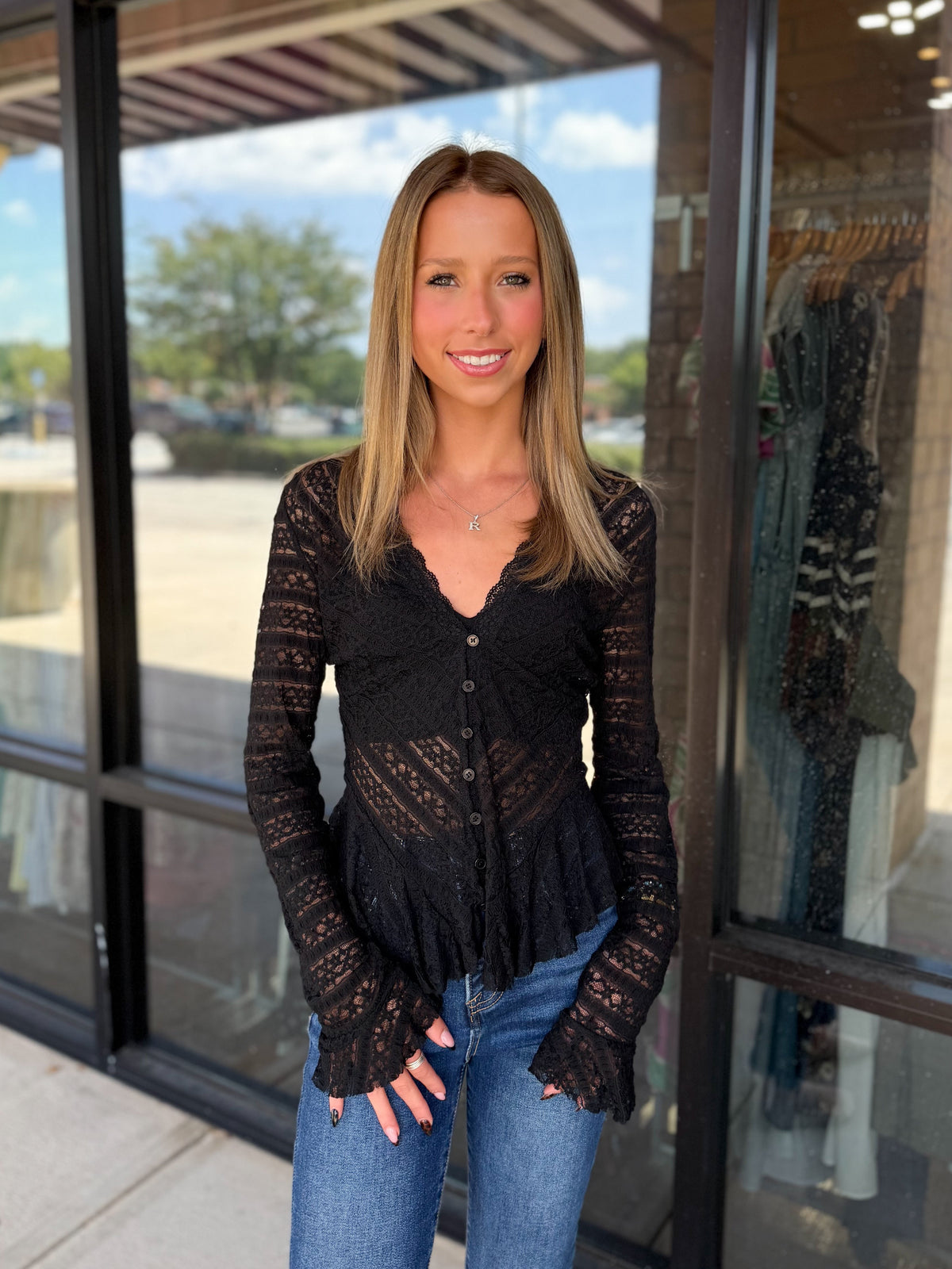 Ace V-Neck Lace Top