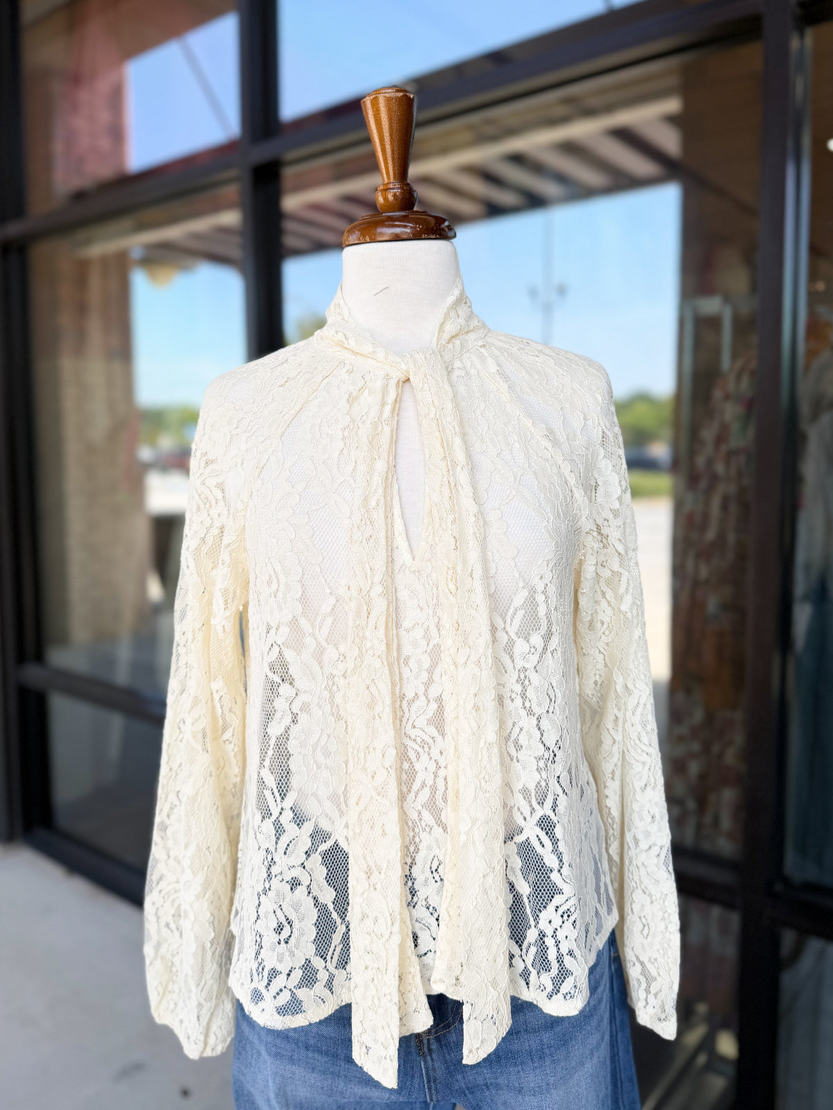 Lace Tie Front Top