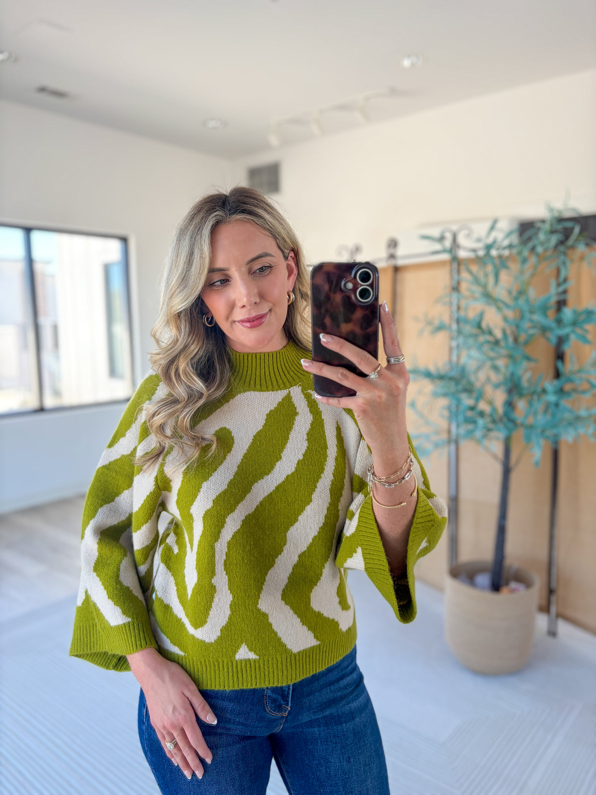 Zebra Quarter Sleeve Sweater