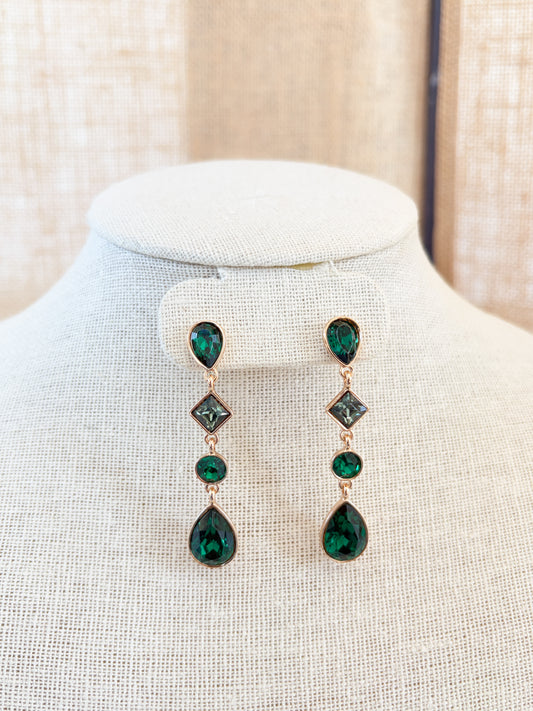 Emerald Gemstone Dangle Earrings