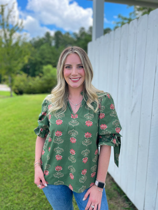Bow Sleeve Tie Top