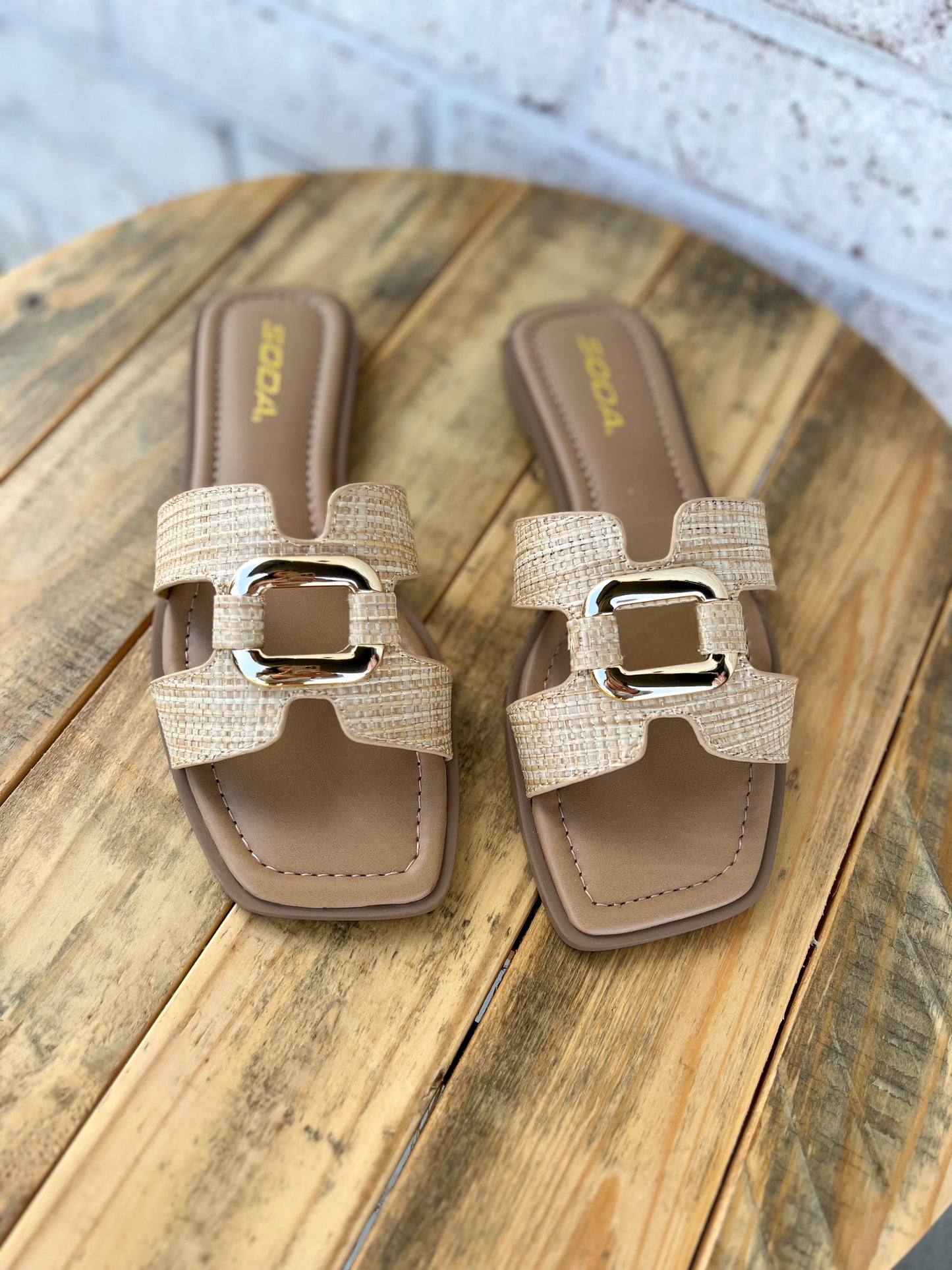 Feng Rattan Buckle Sandal