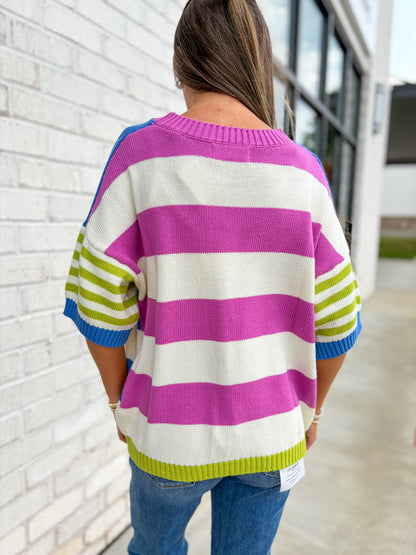 Colorful Striped Knit Top
