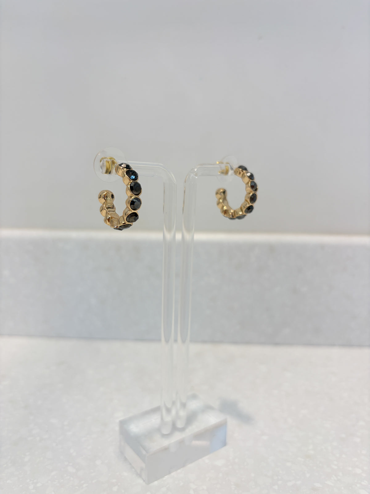 Black Onyx Hoop Earrings