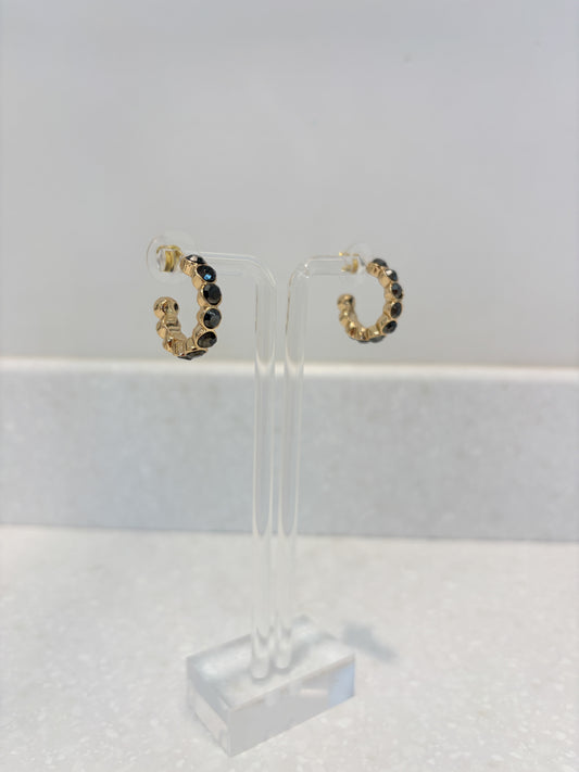 Black Onyx Hoop Earrings