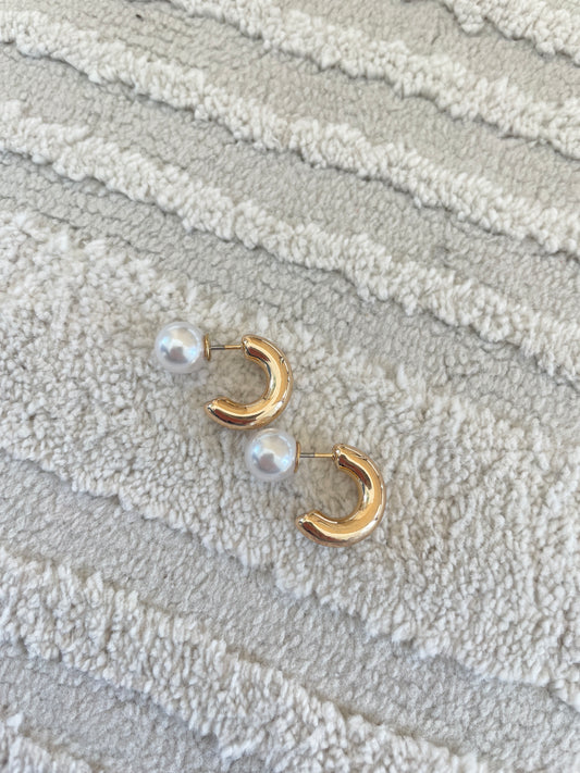 Pearl Back Gold Earrings