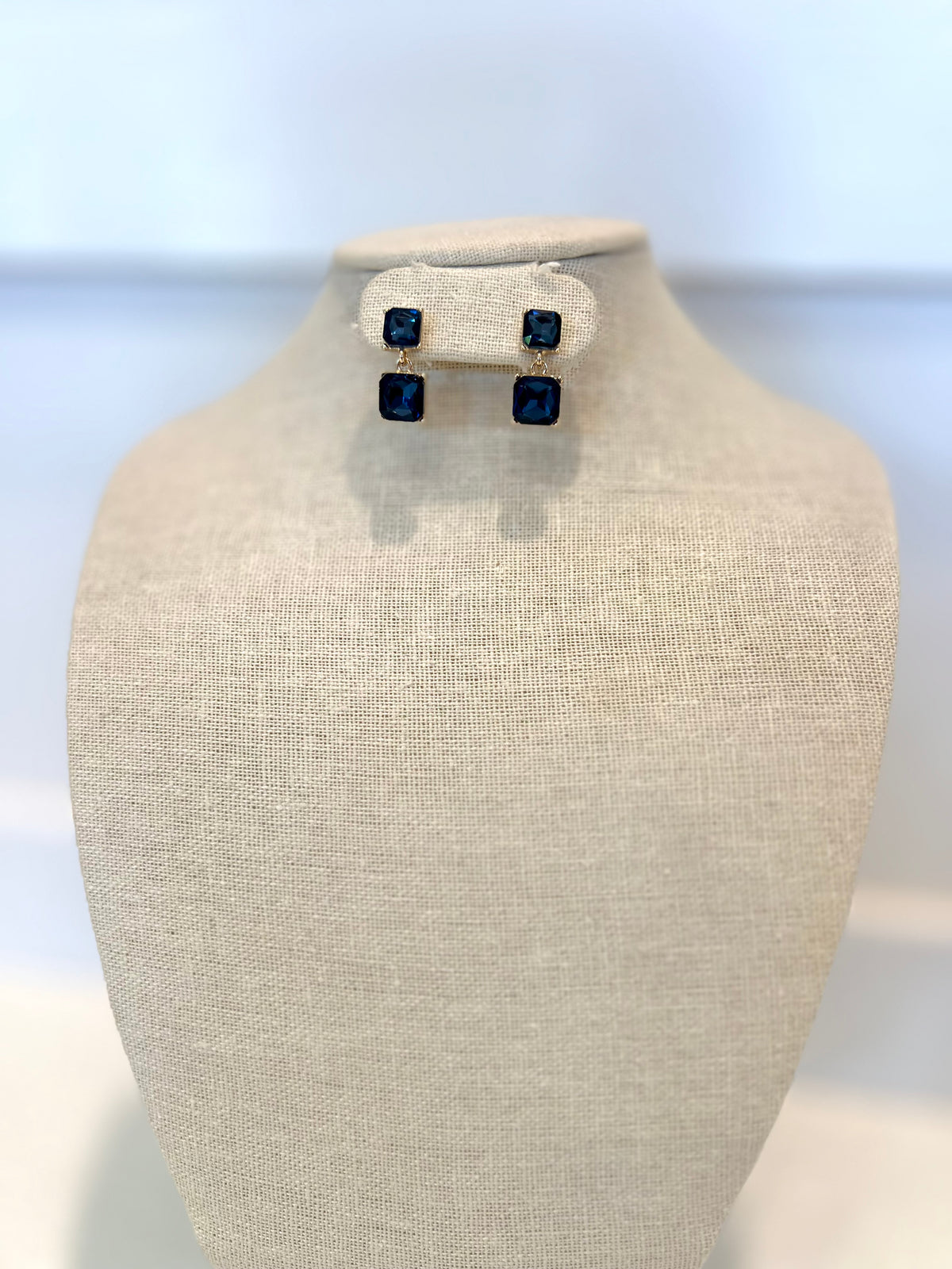 Layered Navy Blue Gemstone Earrings