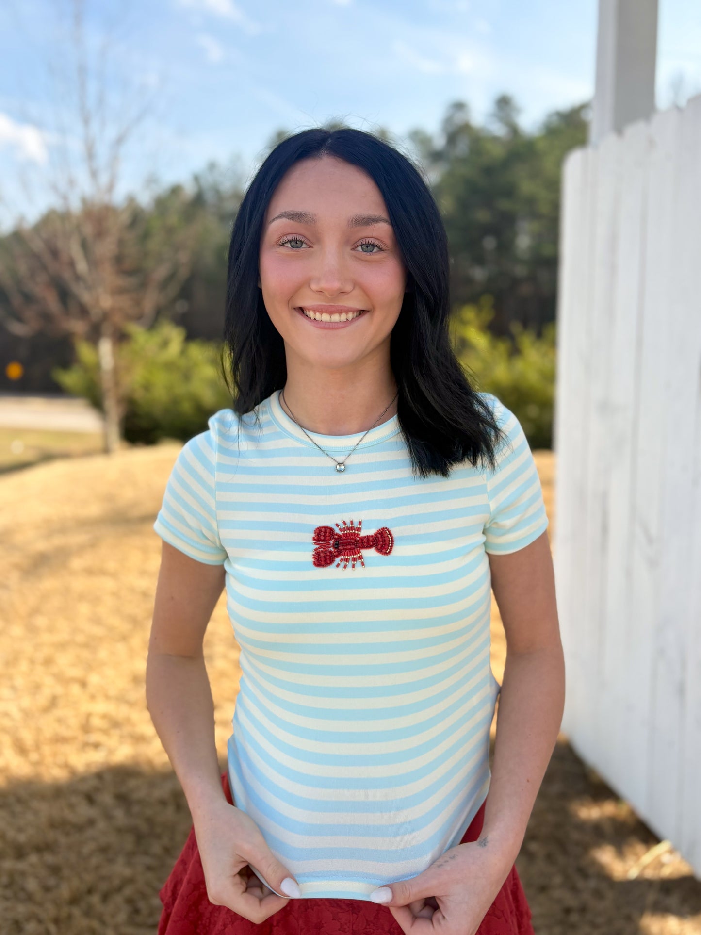 Striped Lobster Crop Top