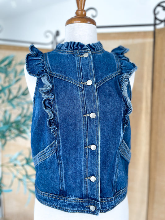 Heather Ruffle Jean Vest