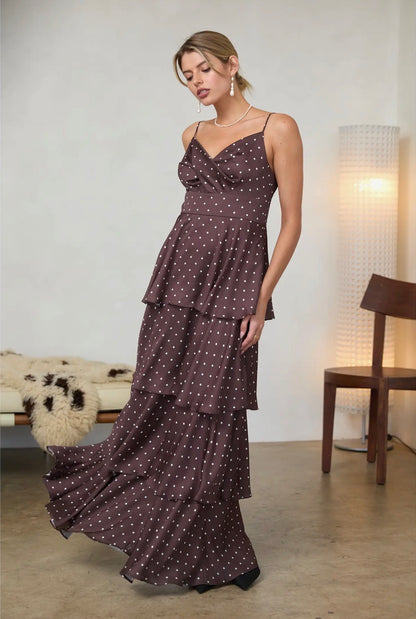 Polka Dot Tiered Maxi Dress