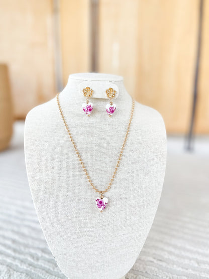Stud Drop Heart Earrings