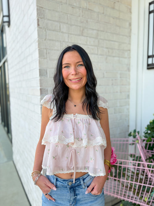 Tiered Floral Babydoll Top