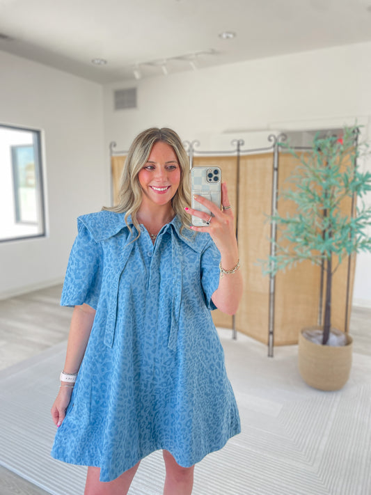 Kamryn Cheetah Denim Dress