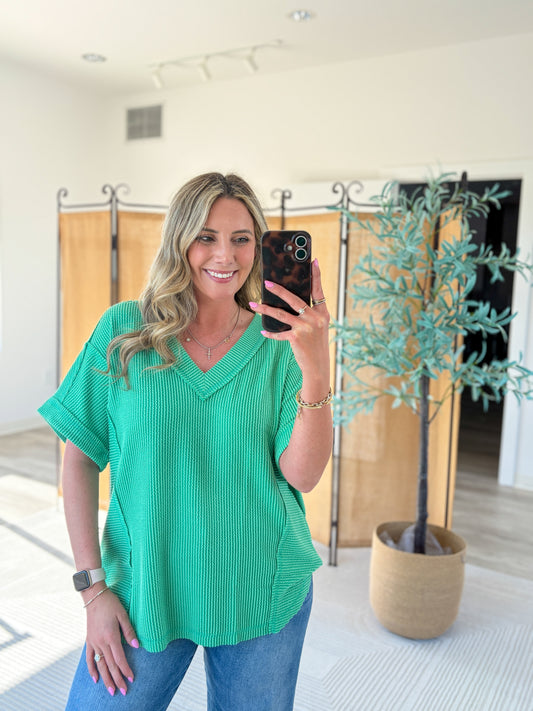 Ribbed V-Neck Top