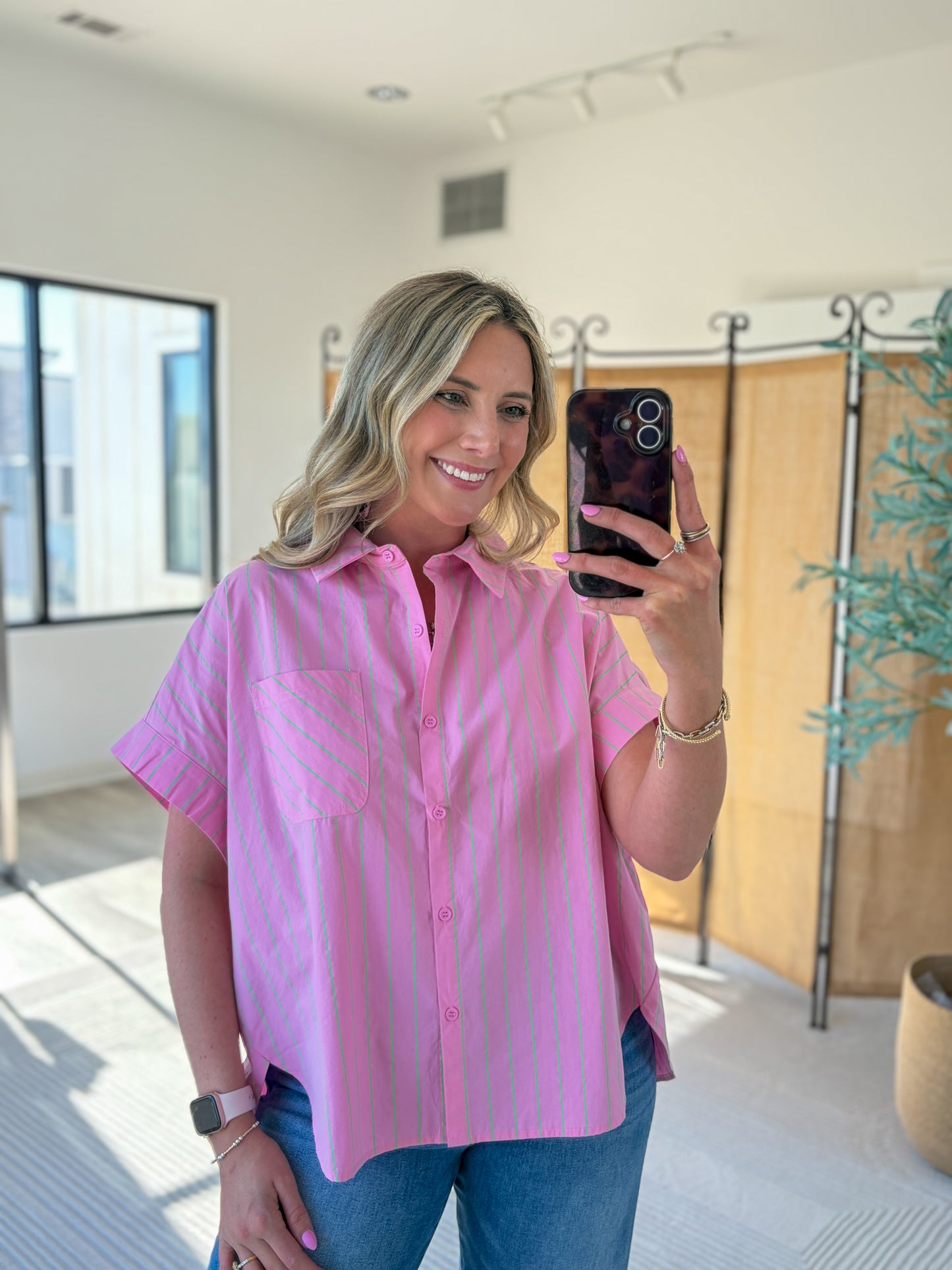 Striped Collared Top