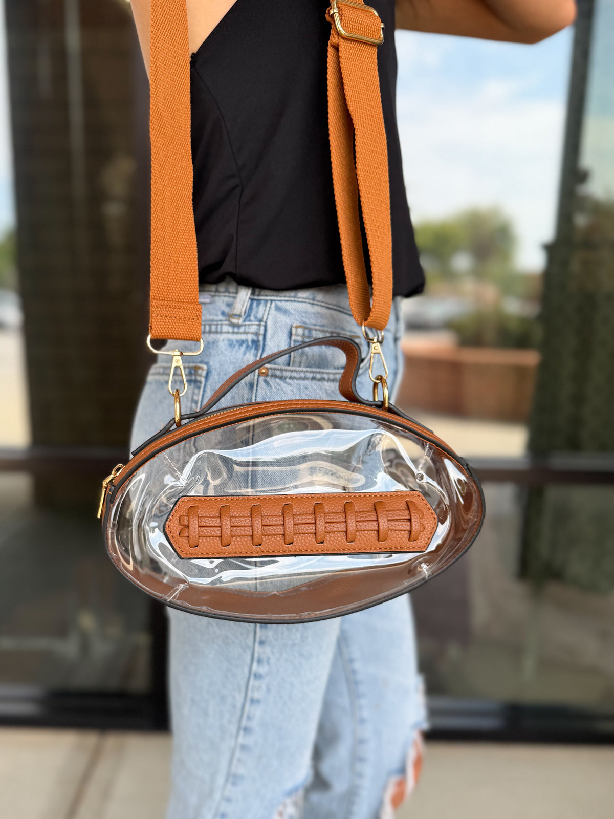 Football Clear Stadium Bag - Brown