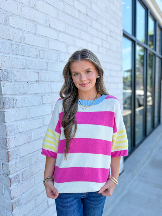 Colorful Striped Knit Top