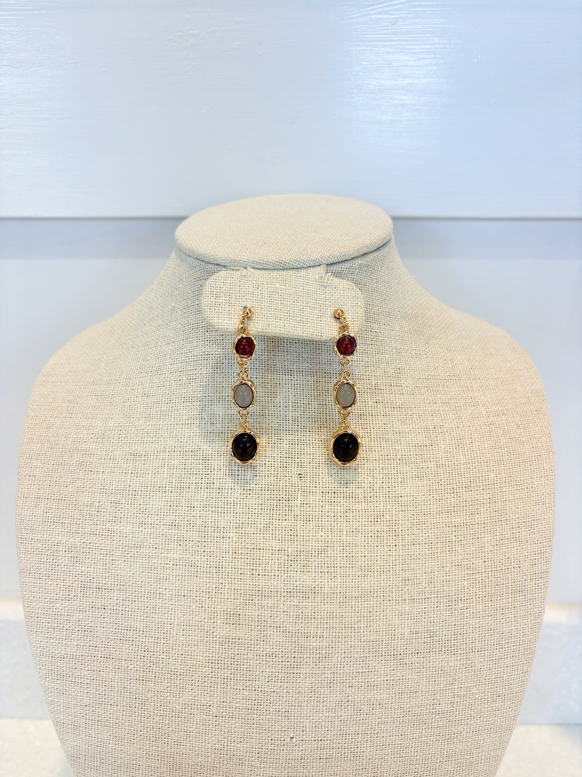 Red and Brown  Multi-Toned Dangly Earring