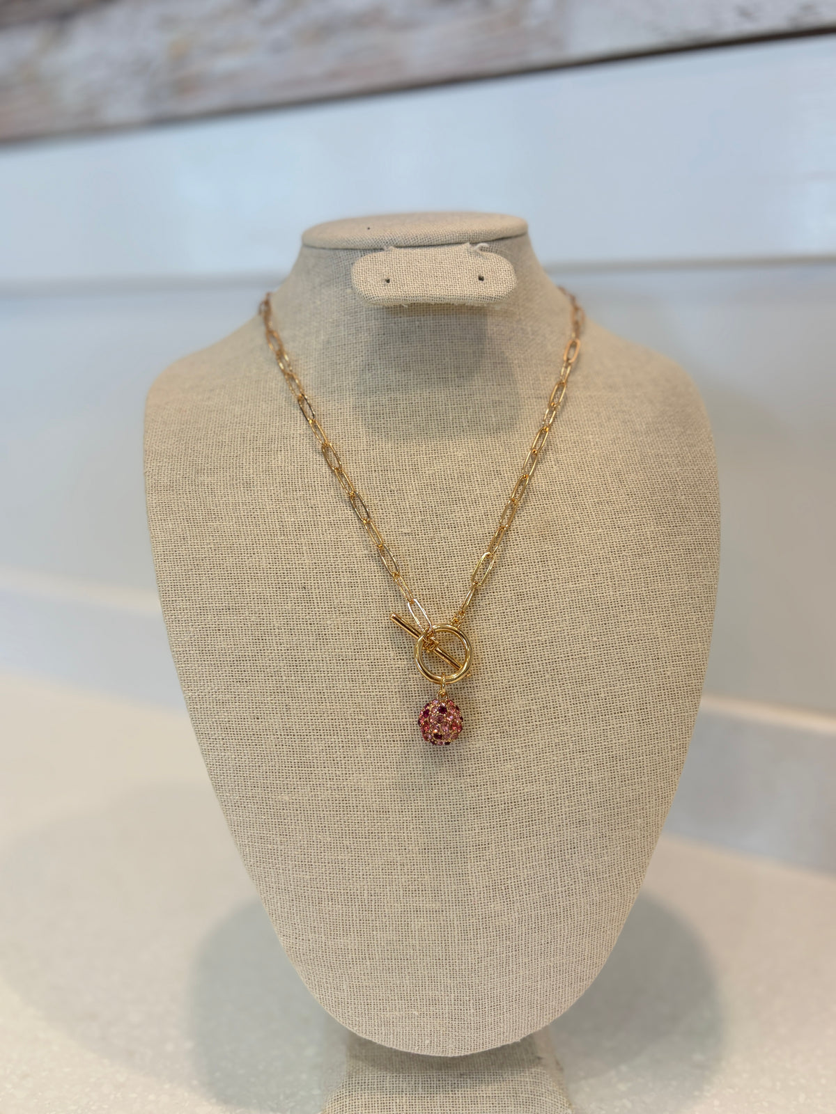 Pink Gemstone Chain Necklace