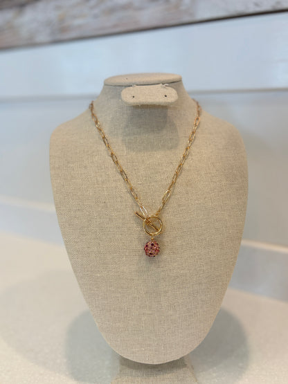 Pink Gemstone Chain Necklace