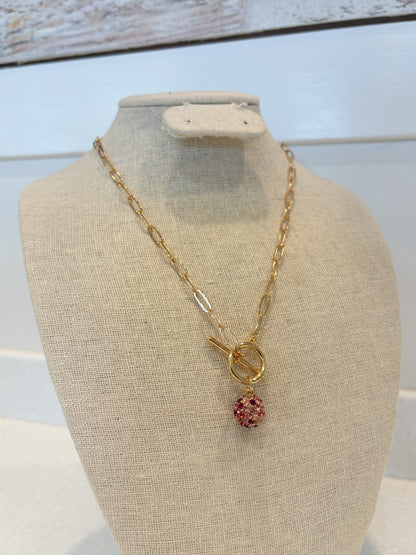 Pink Gemstone Chain Necklace