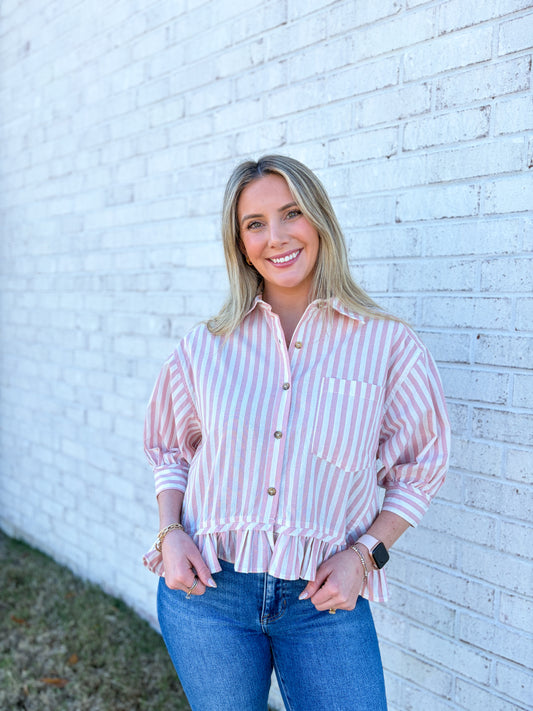 Button Up Striped Top