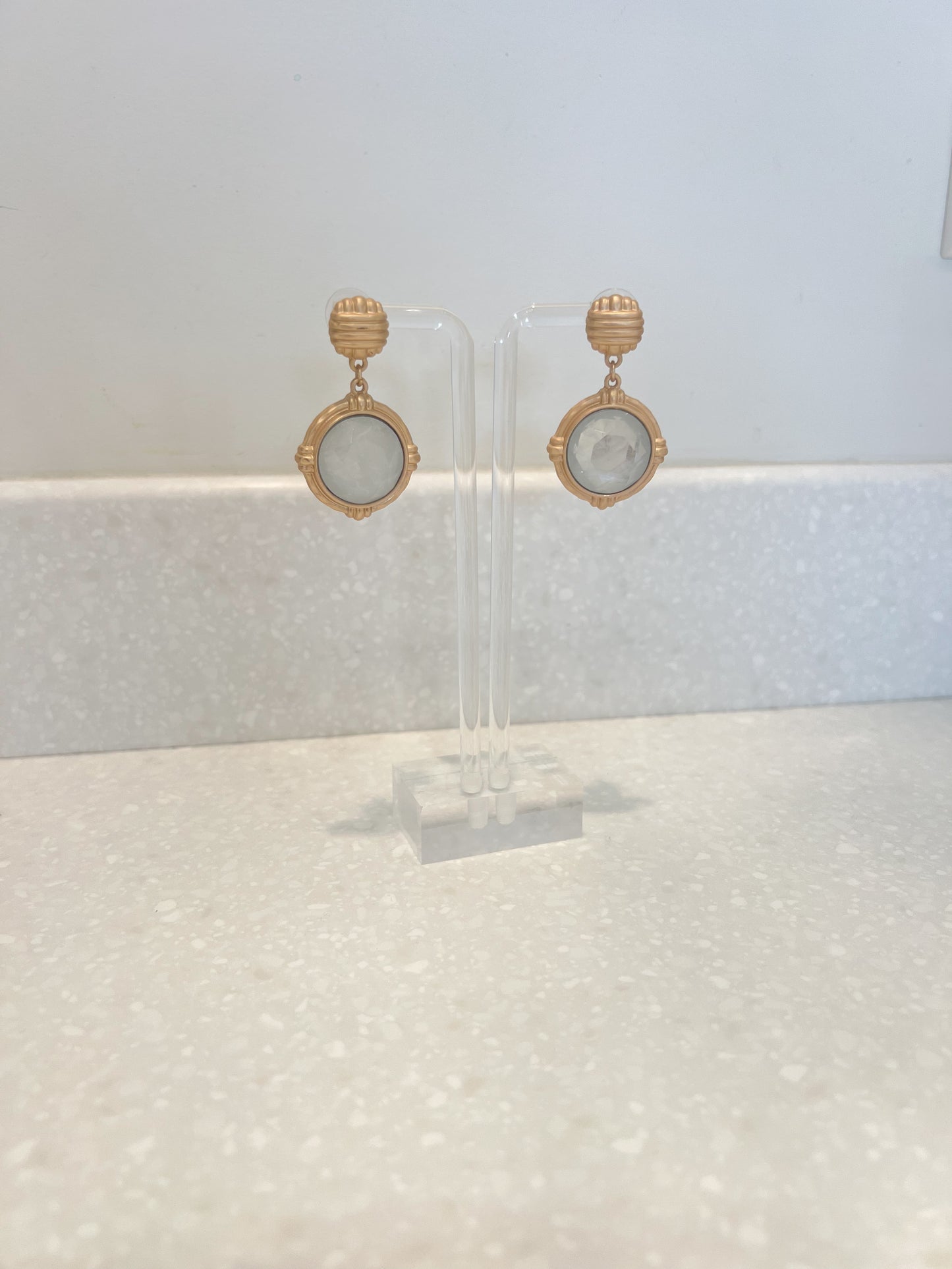 White Pendant Earrings