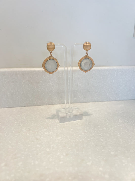 White Pendant Earrings