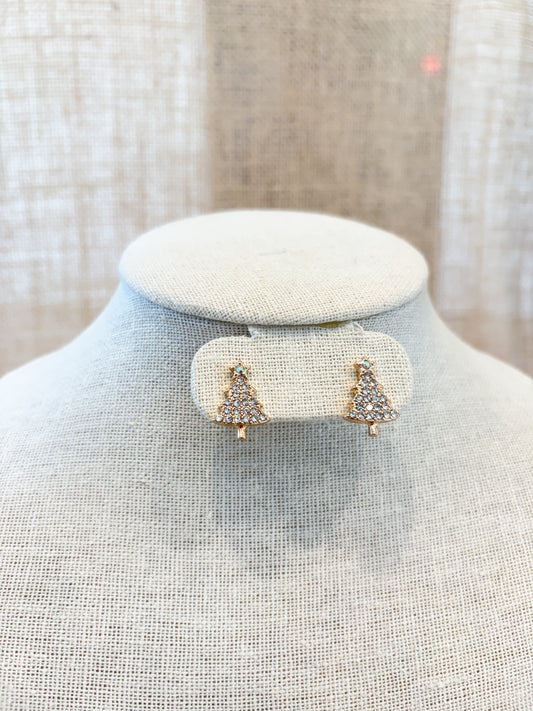 Stud Rhinestone Tree Earrings