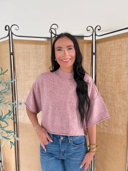 Mock Neck Quarter Sleeve Top