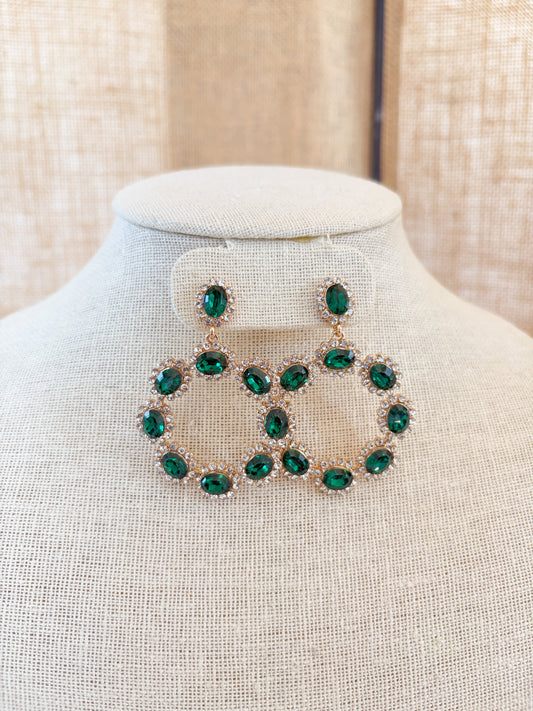 Emerald Circle Chunky Earrings