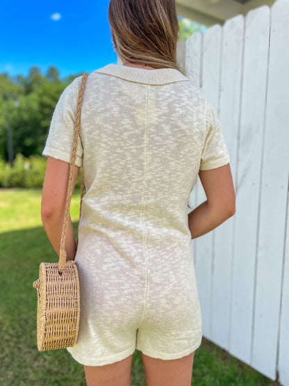 Claire Knitted Flower Romper