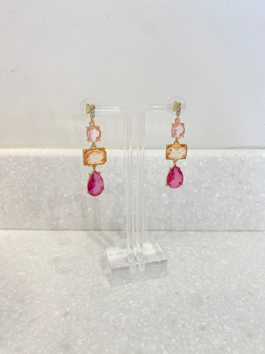 Pink Jewel Dangle Earrings