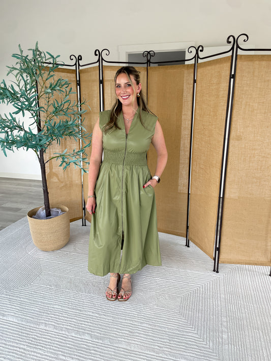 Shannon Leather Midi Dress