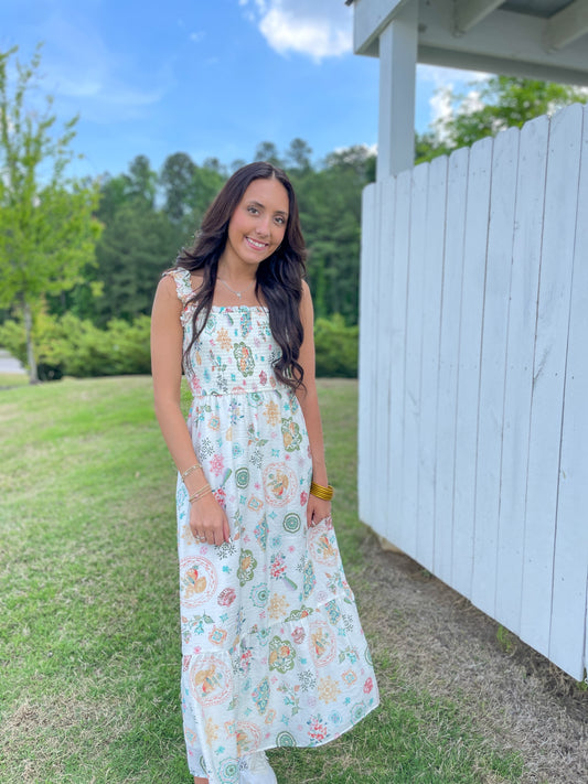 June Patterned Midi Dress