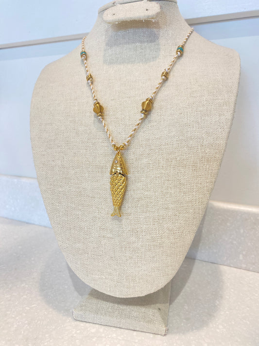 Sardine Pendant Rope Necklace