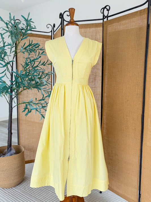 V-Neck Zip-Up Midi Dress