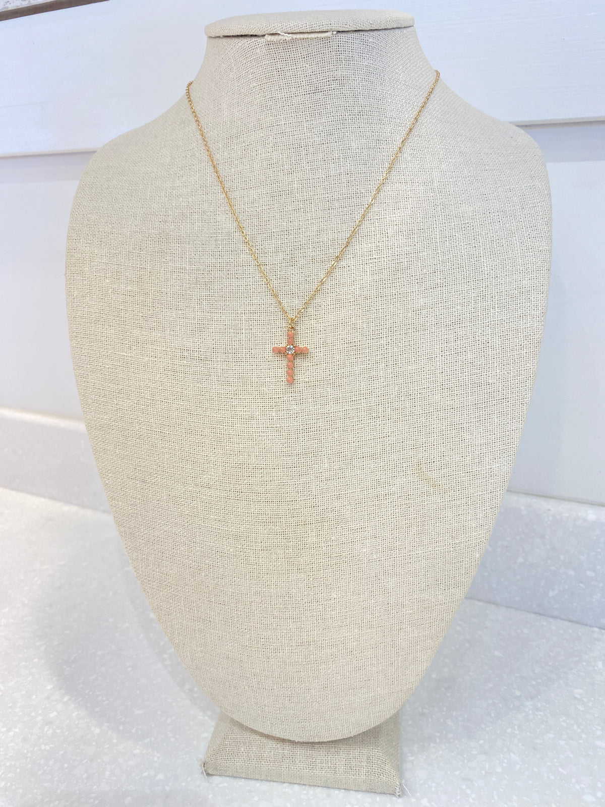 Pink Jewel Cross Necklace