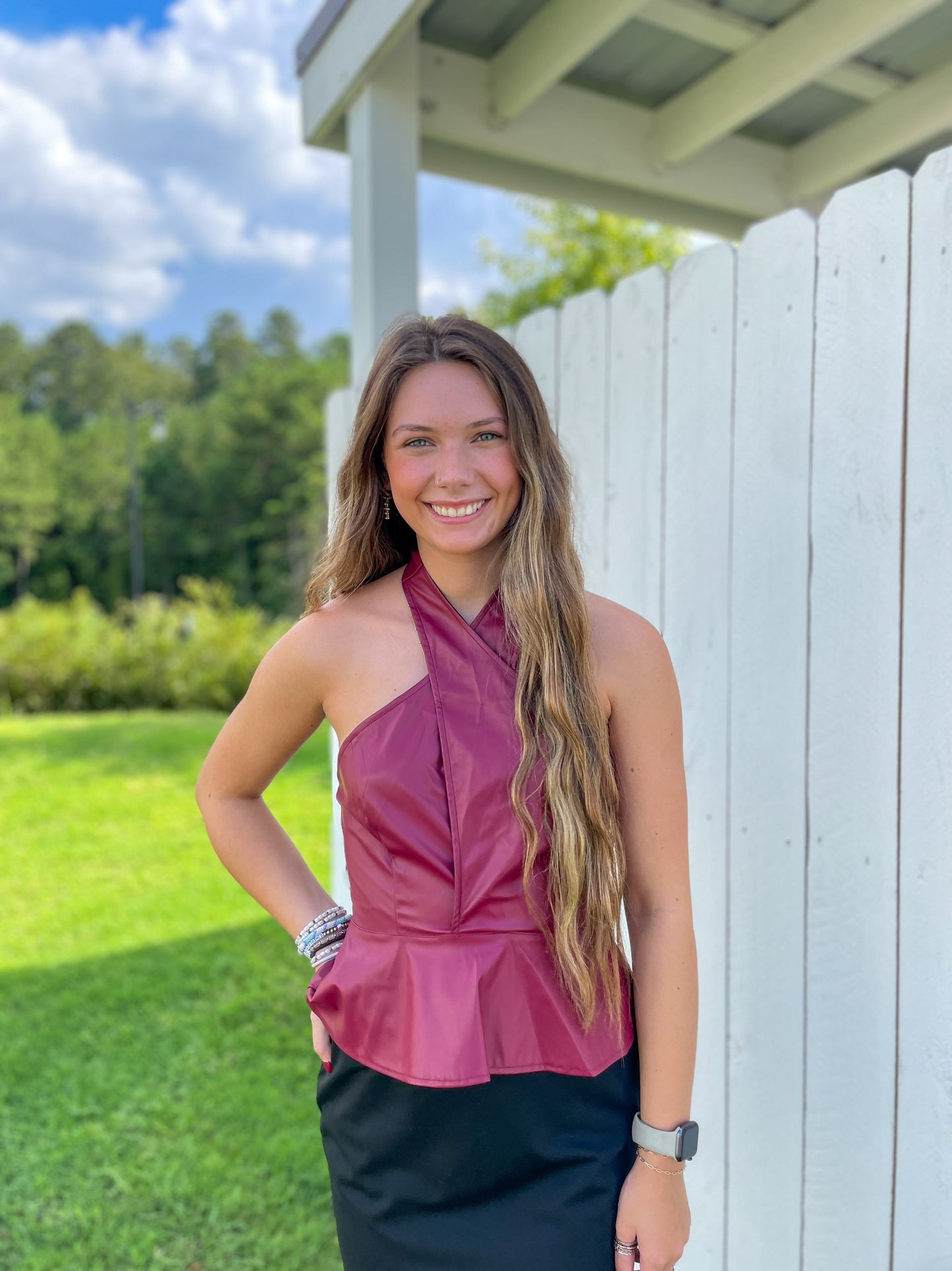 Pleather Criss-Cross Top