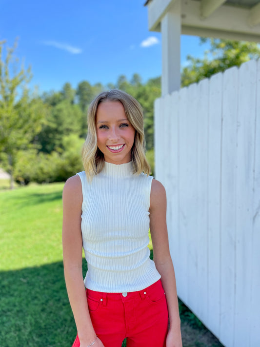 Ribbed Mock Neck Top