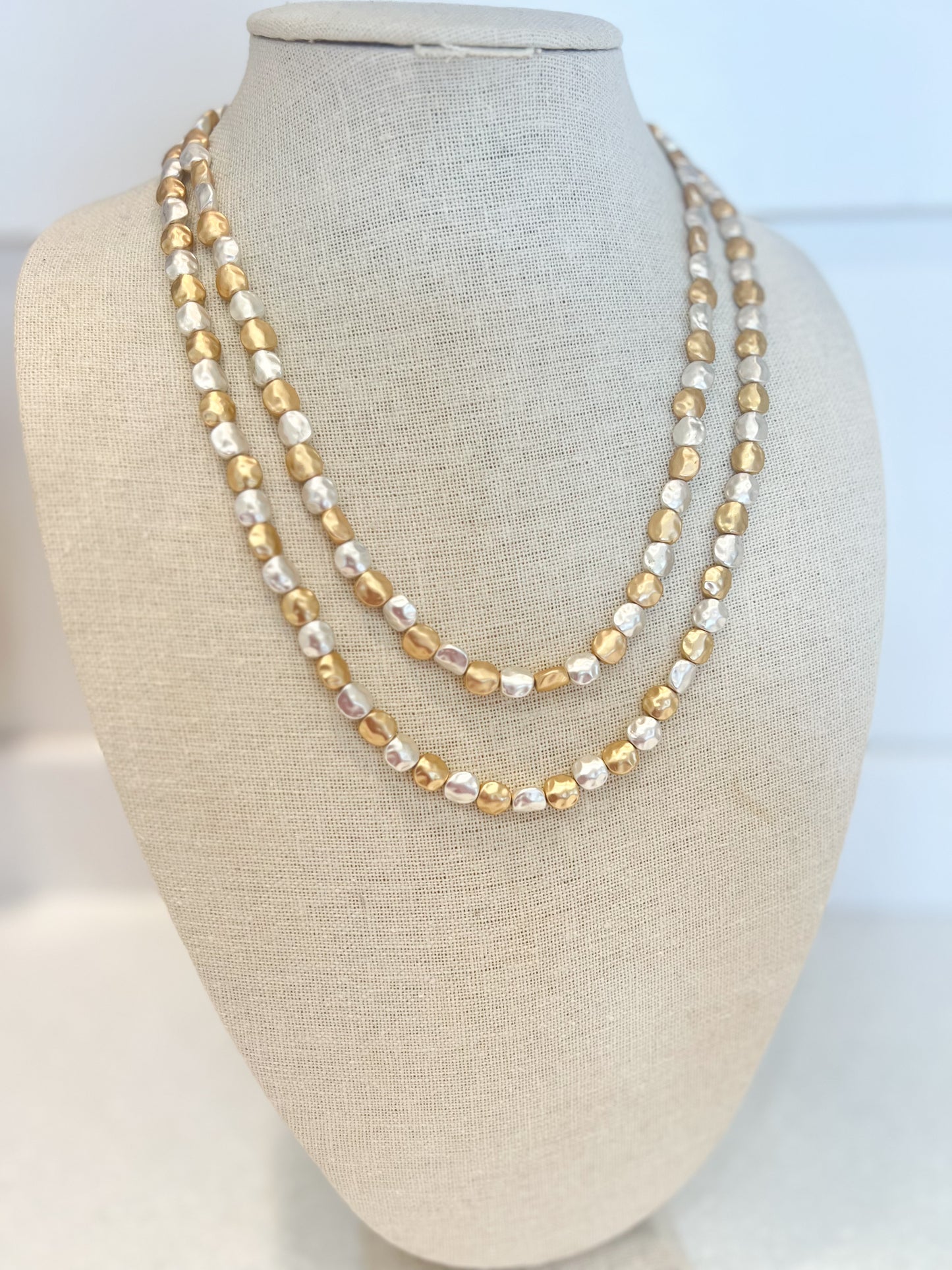 Layered Hammered Gold & Silver Necklace