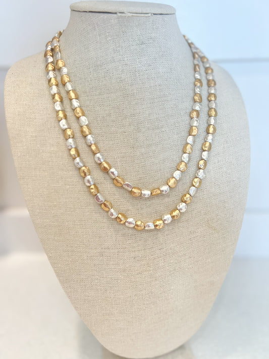 Layered Hammered Gold & Silver Necklace