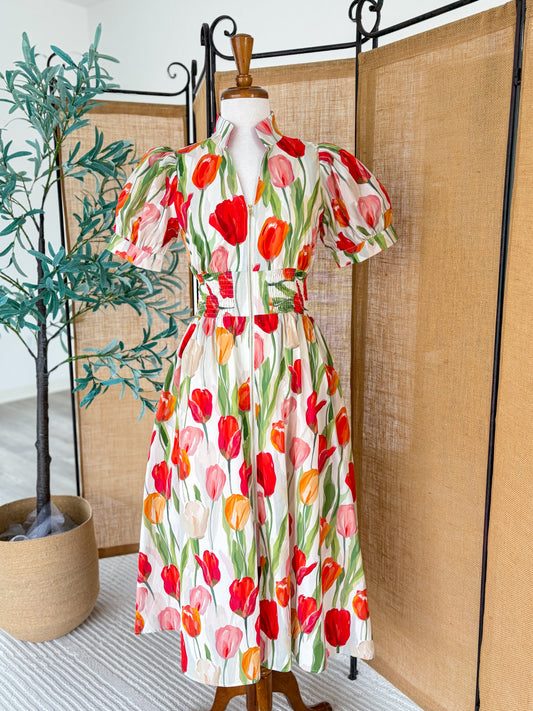 Floral Zip-Up Midi Dress