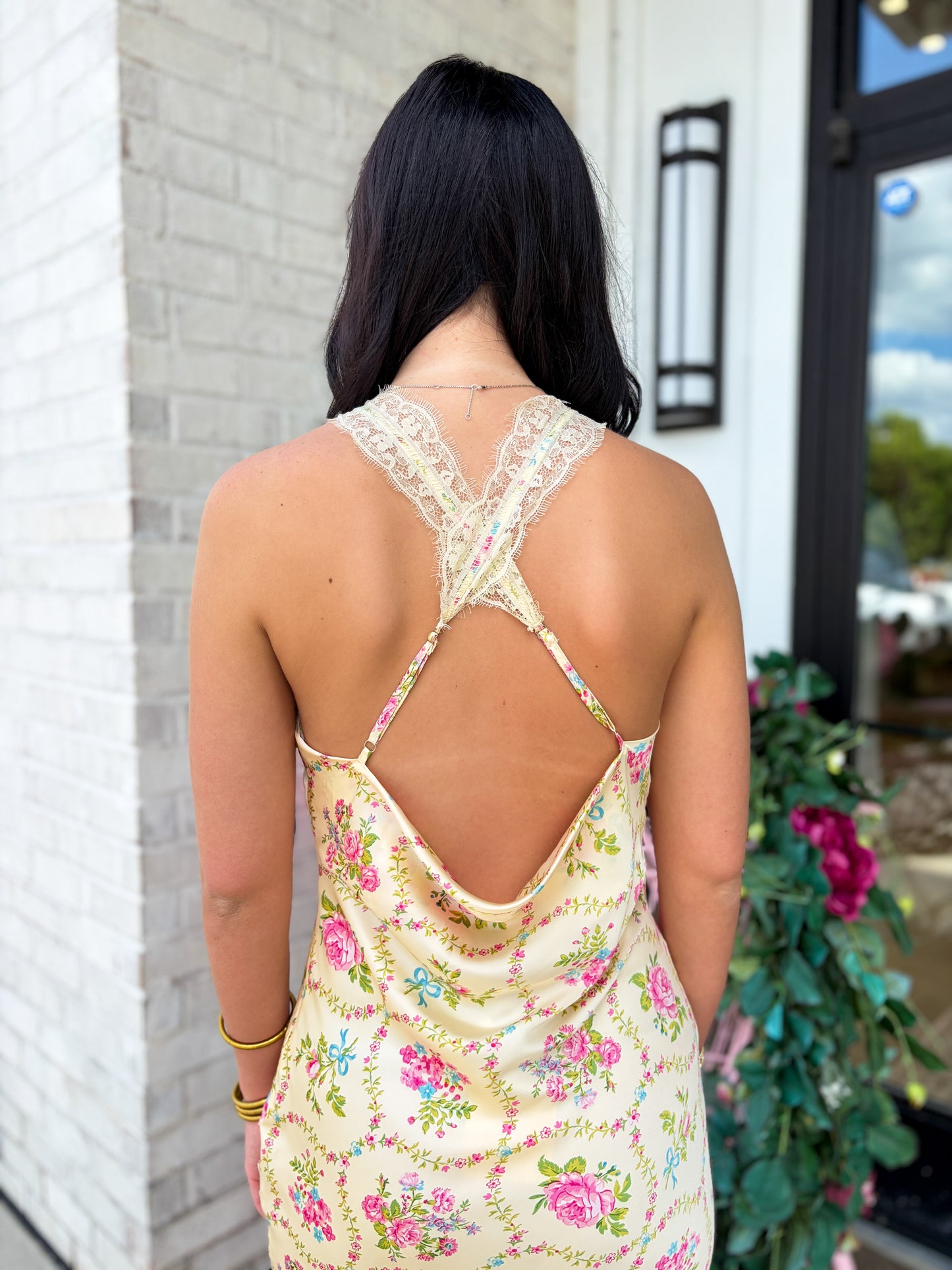 Floral Satin Midi Dress